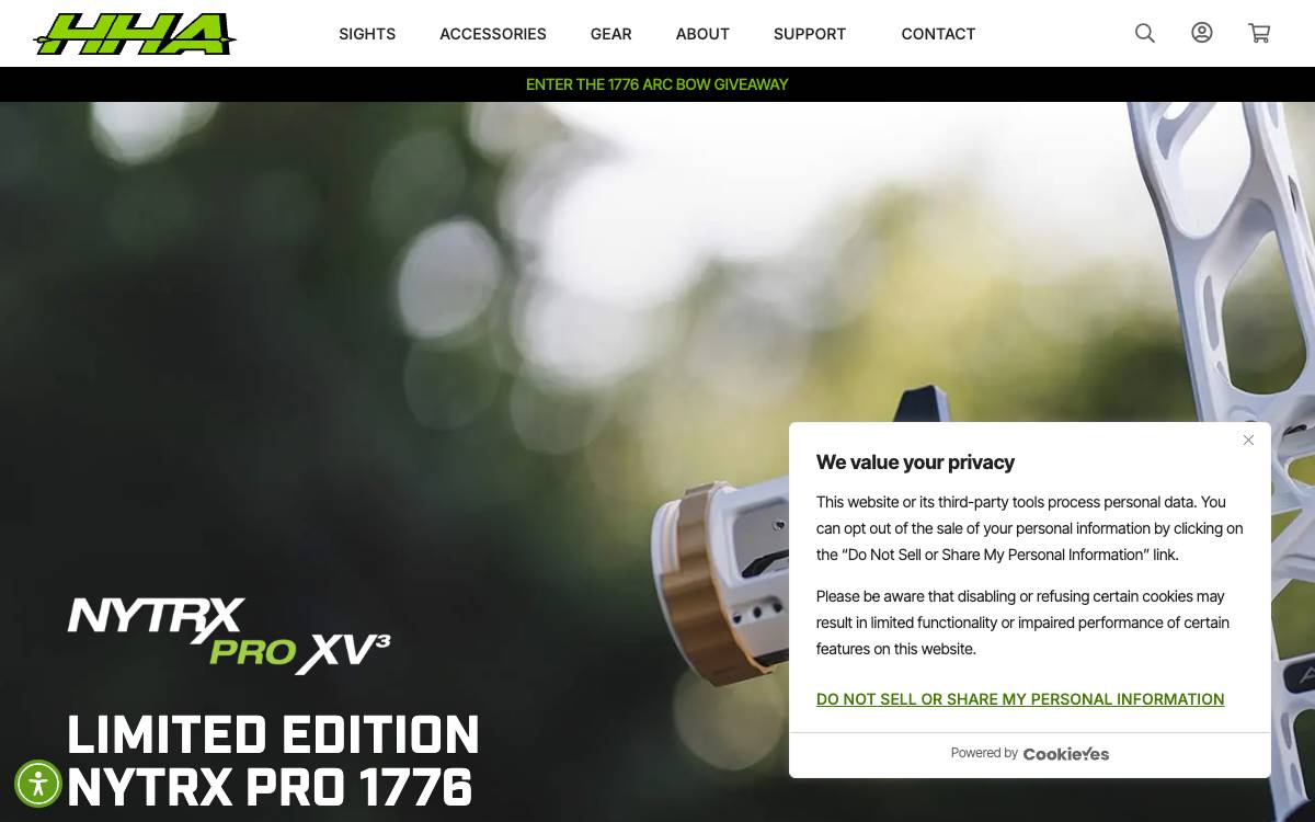 Screenshot of the website reached at hhasports.com