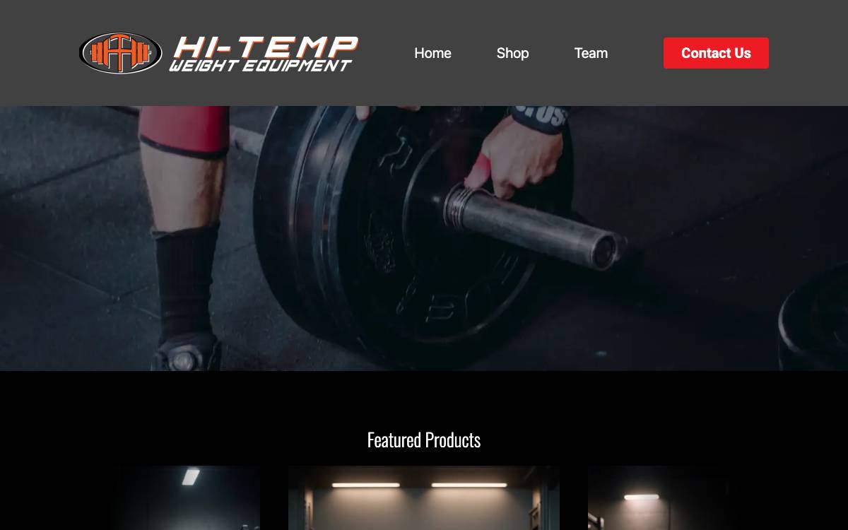 Screenshot of the website reached at hitempweights.com