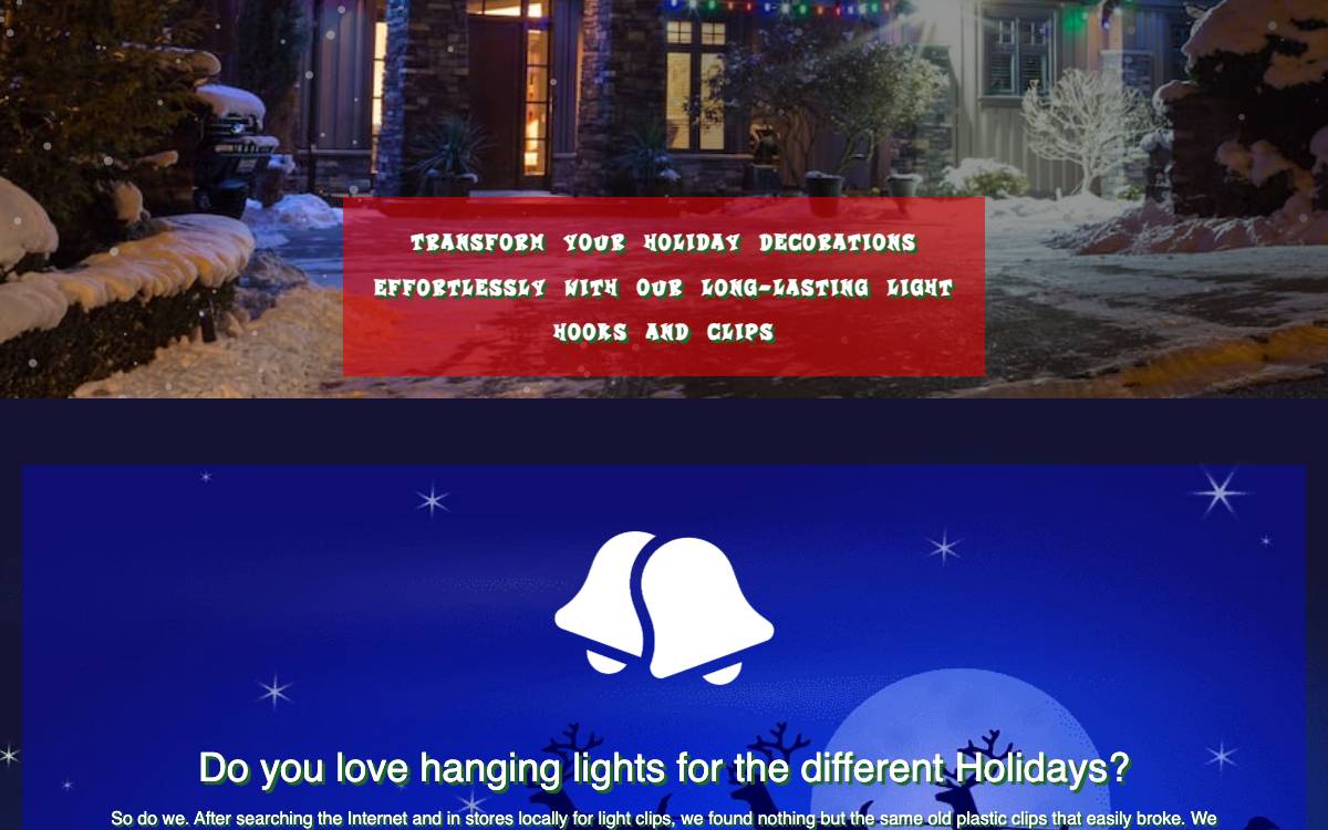 Screenshot of the website reached at holidaylighthooks.com
