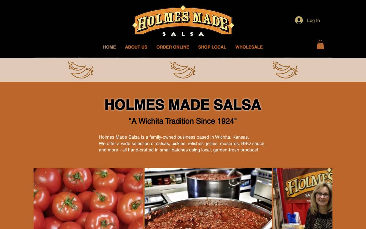 Screenshot of the website reached at holmes-madesalsa.com
