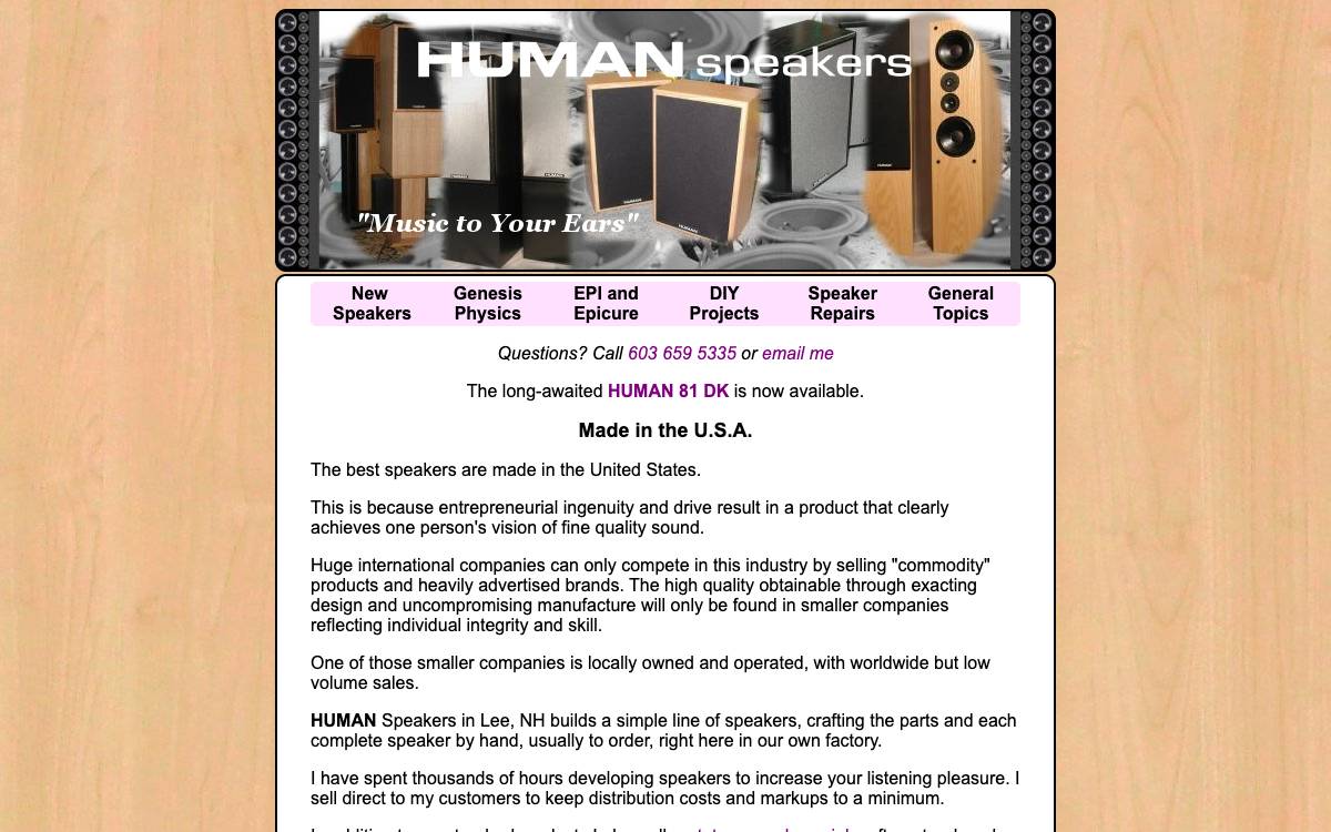 Screenshot of the website reached at humanspeakers.com