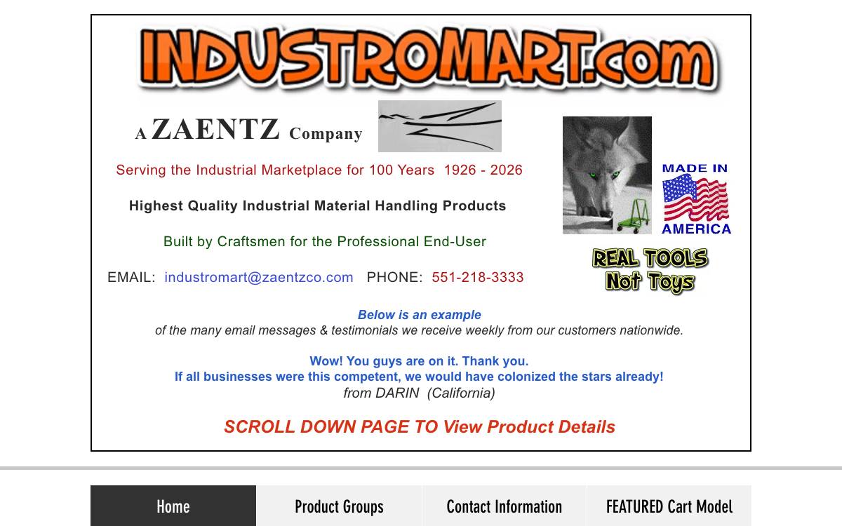 Screenshot of the website reached at industromart.com
