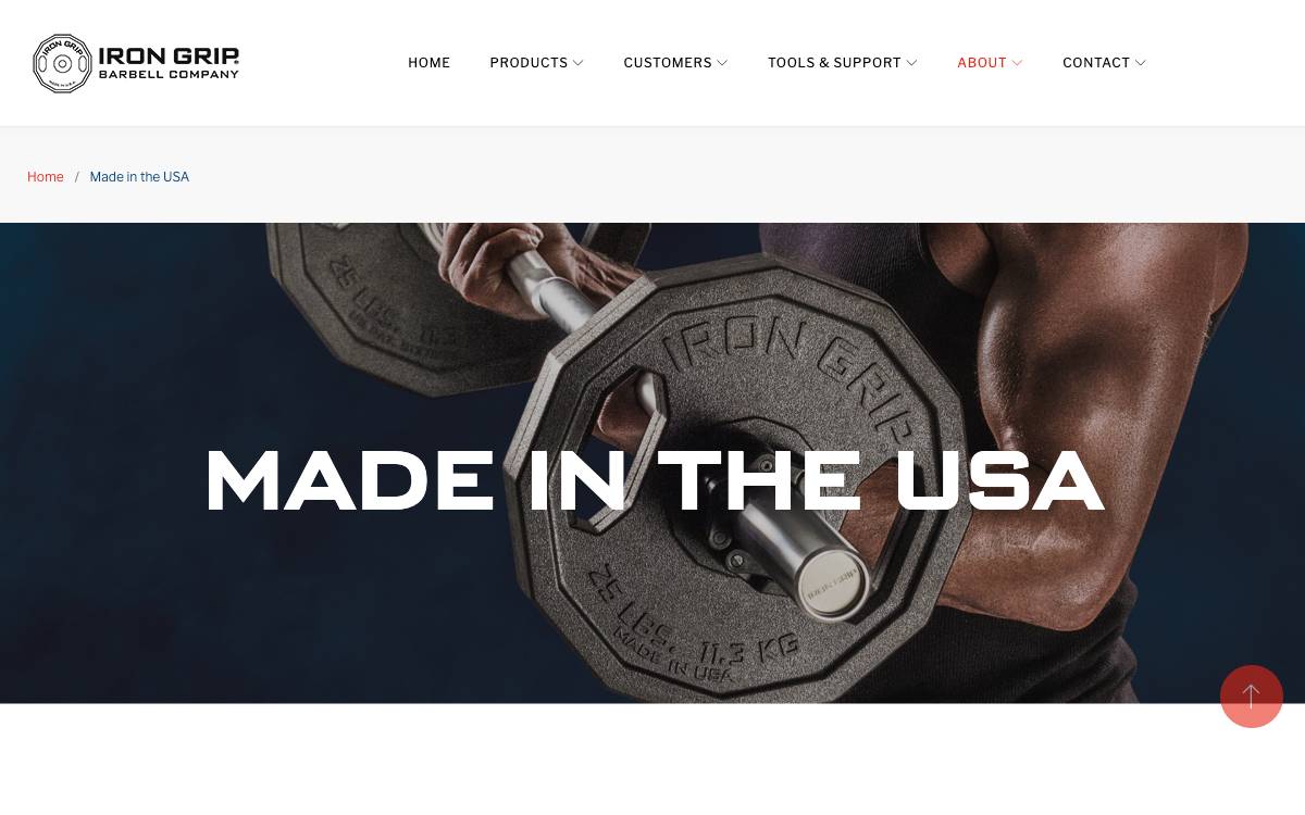Screenshot of the website reached at irongrip.com