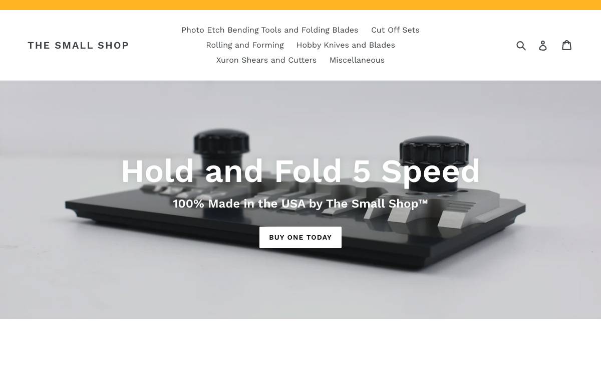 Screenshot of the website reached at thesmallshop.com