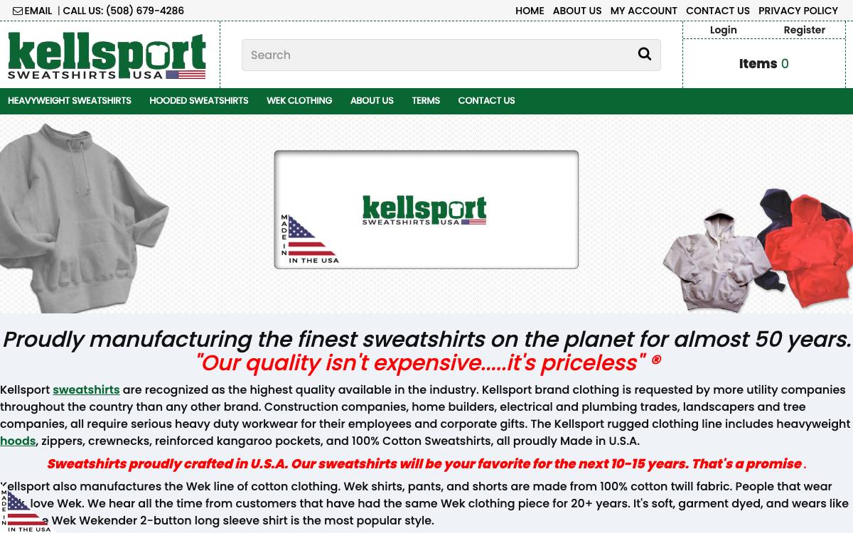 Screenshot of the website reached at sweatshirtsusa.com
