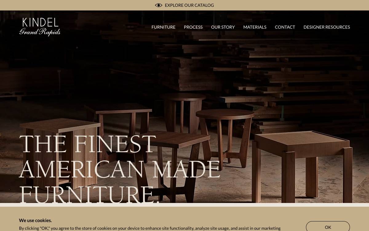Screenshot of the website reached at kindelfurniture.com