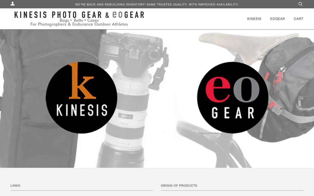 Screenshot of the website reached at kgear.eogear.com