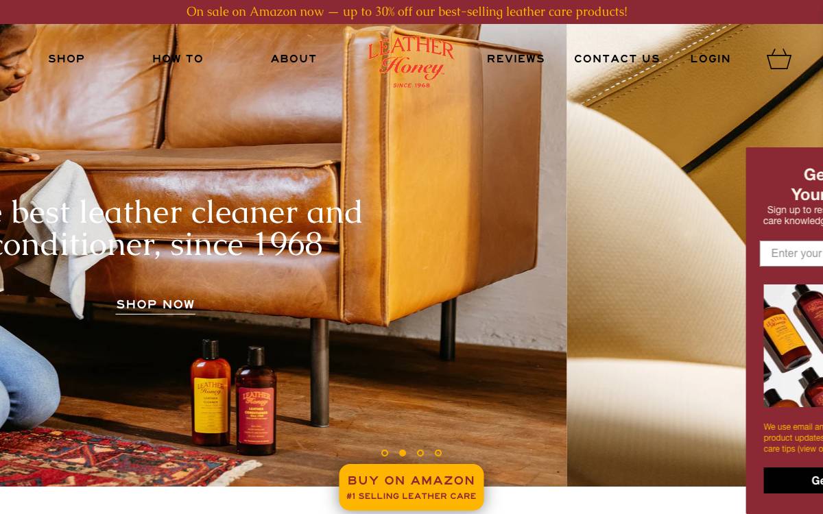 Screenshot of the website reached at leatherhoney.com