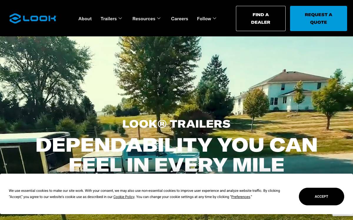 Screenshot of the website reached at looktrailers.com