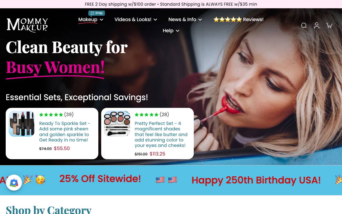 Screenshot of the website reached at mommymakeup.com
