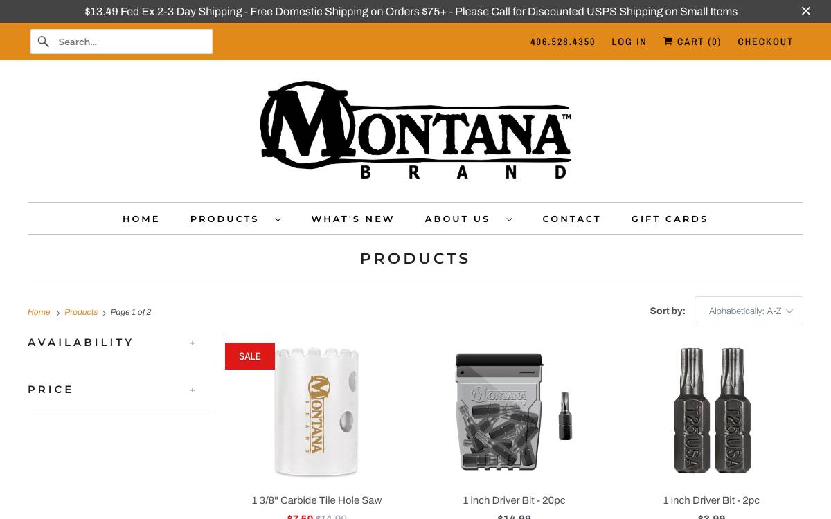 Screenshot of the website reached at montanabrandtools.com