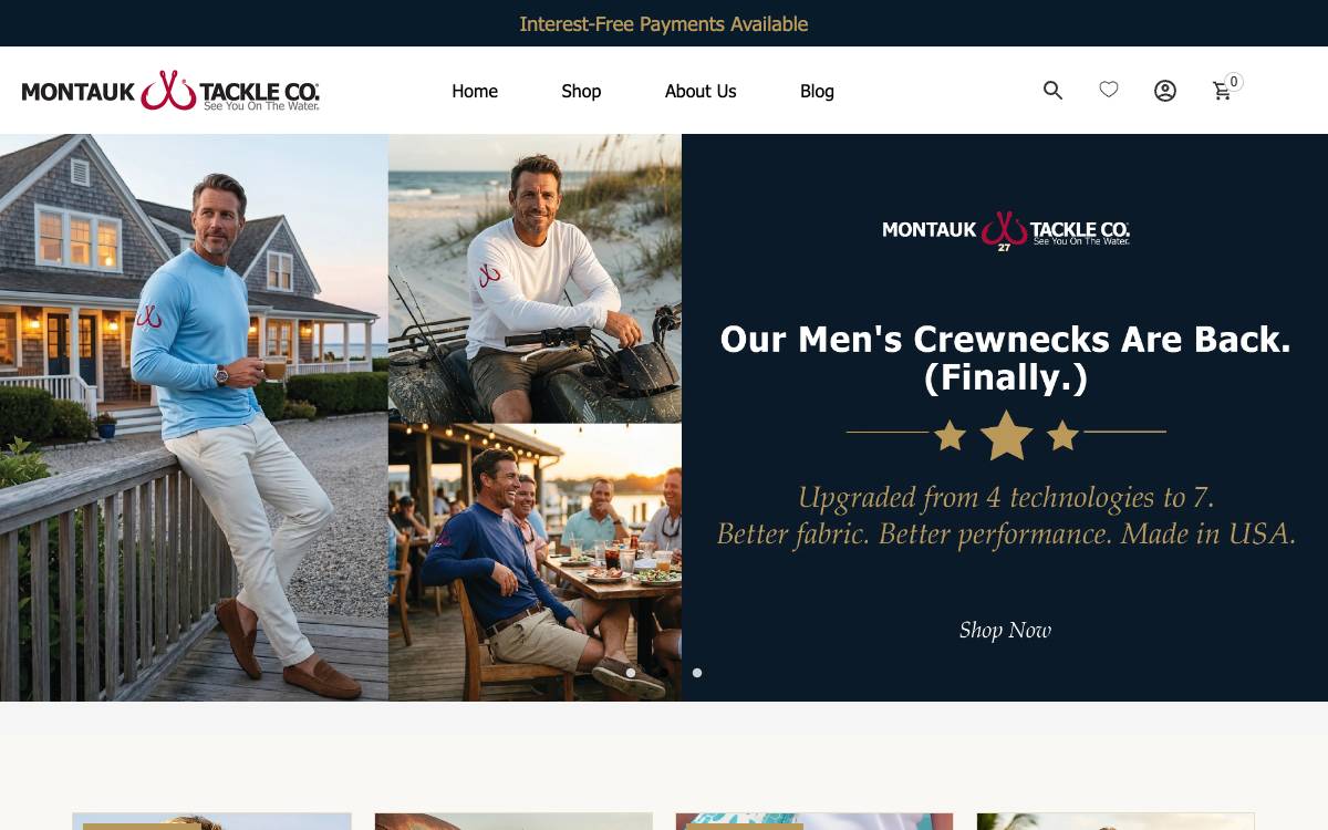 Screenshot of the website reached at montauktackle.com