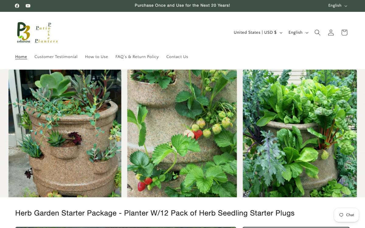 Screenshot of the website reached at p3gardening.com