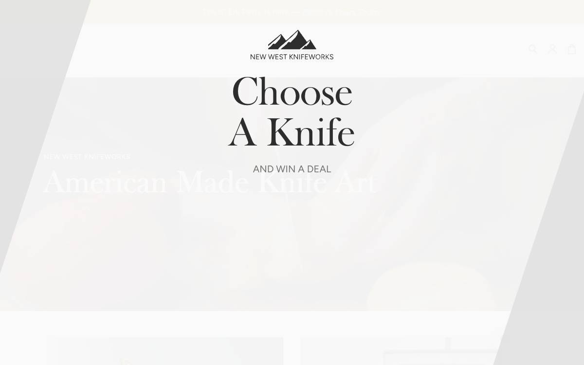 Screenshot of the website reached at newwestknifeworks.com