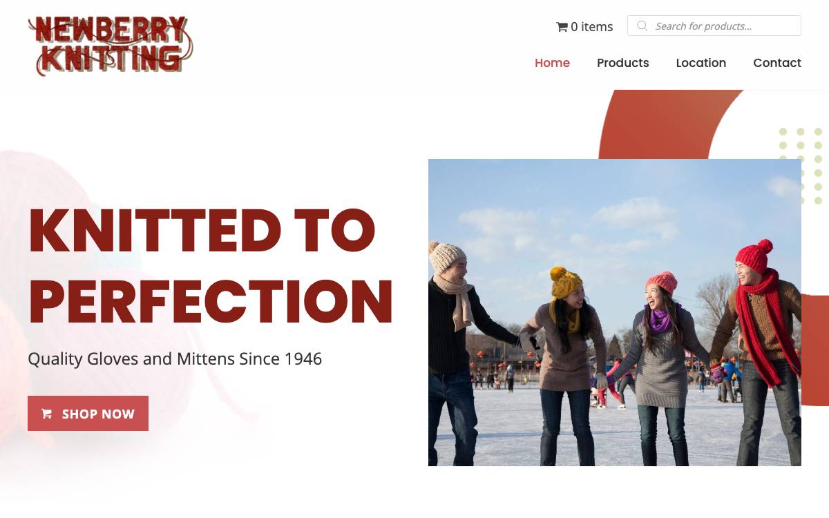 Screenshot of the website reached at newberryknitting.com