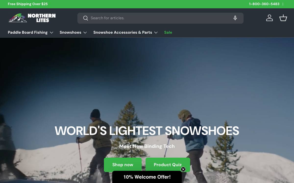 Screenshot of the website reached at northernlites.com