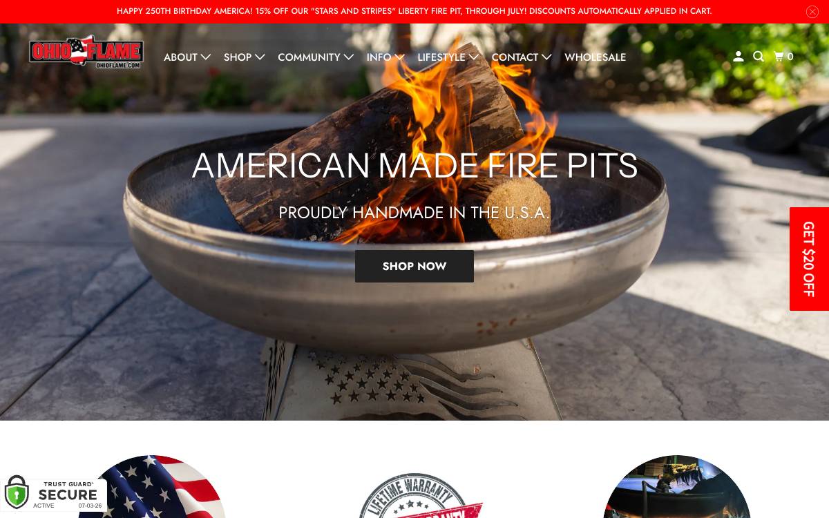 Screenshot of the website reached at ohioflame.com