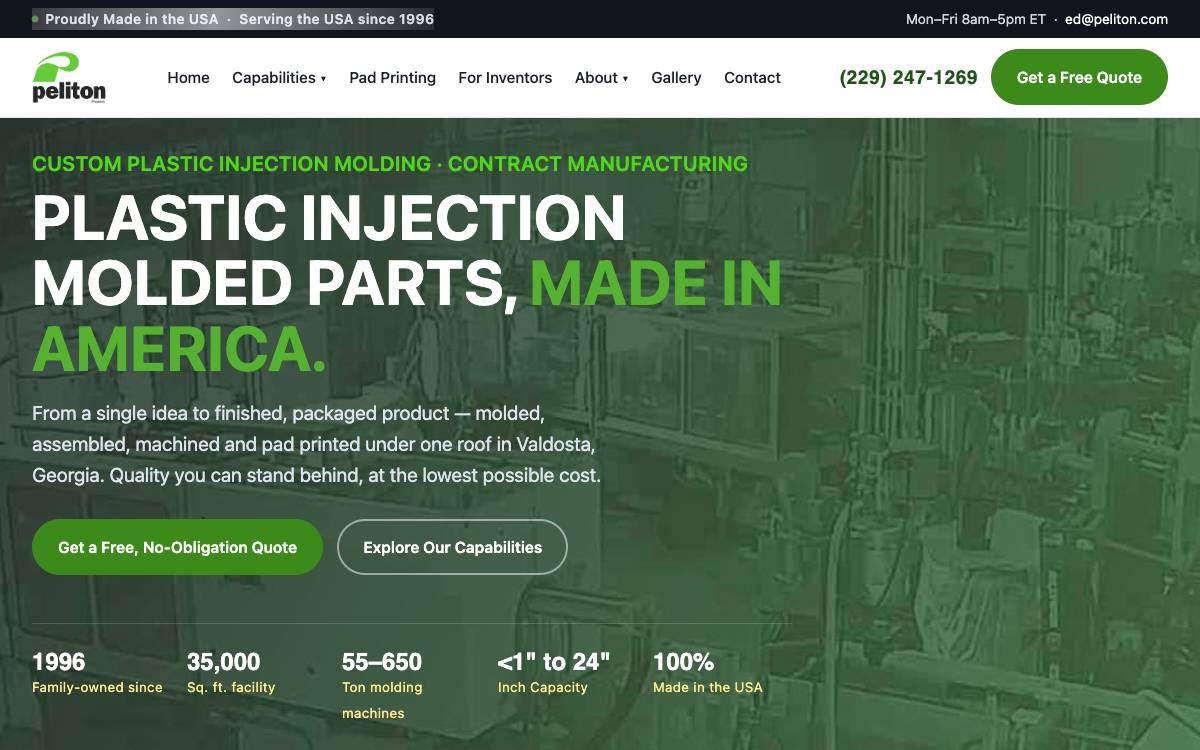 Screenshot of the website reached at peliton.com