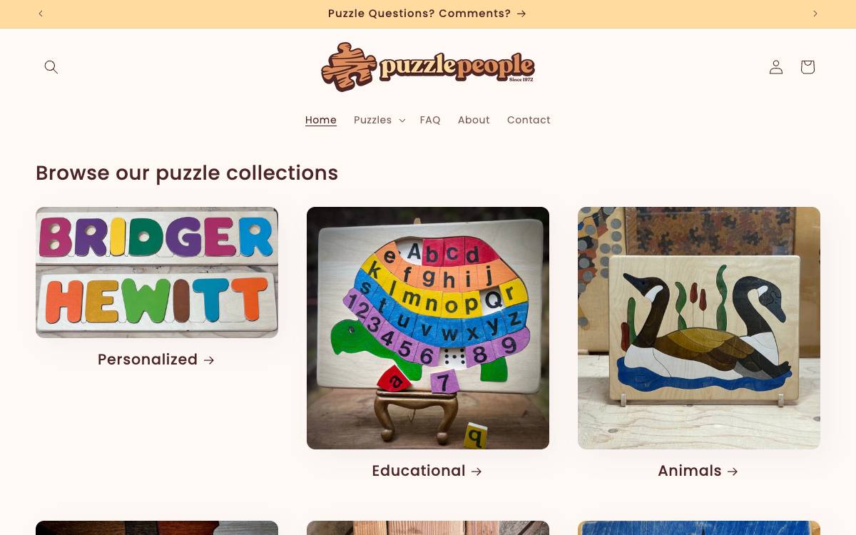 Screenshot of the website reached at puzzlepeople.com