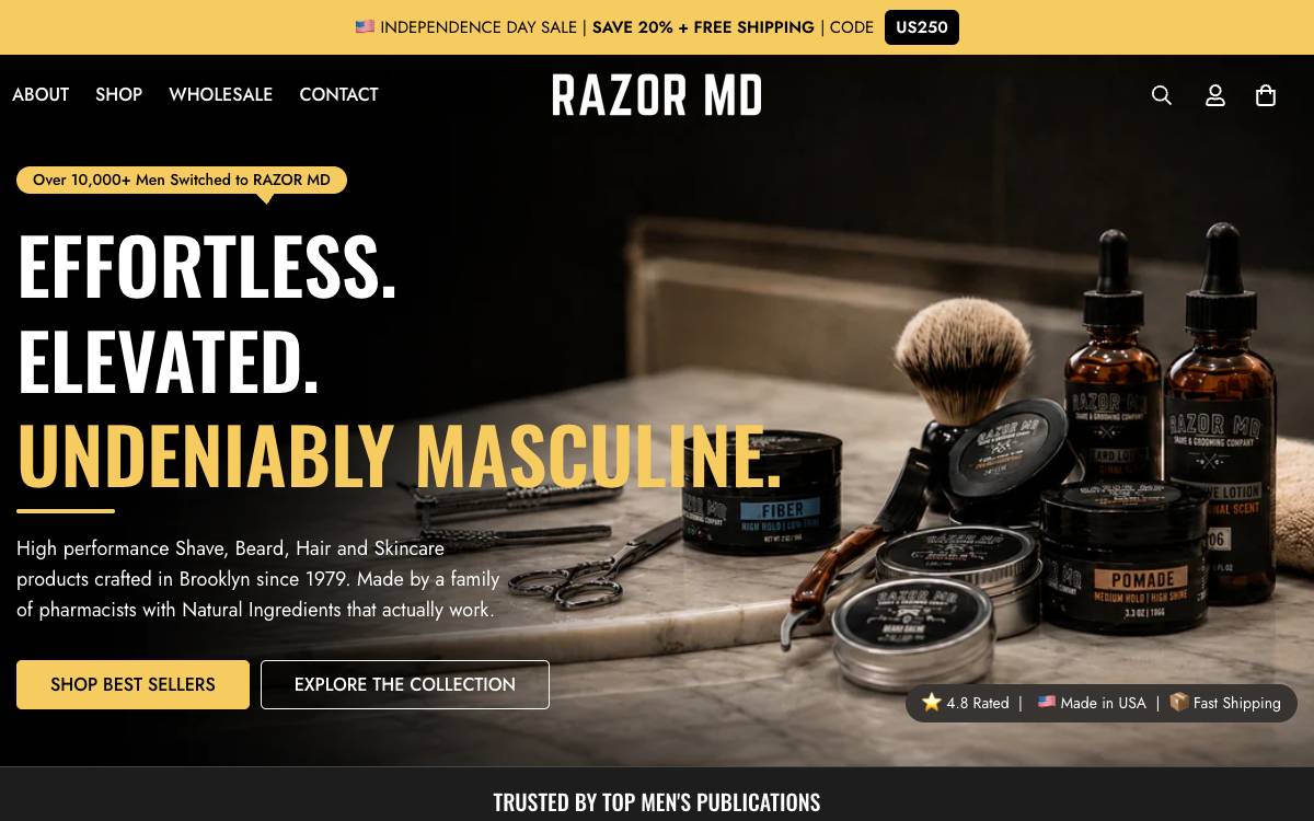 Screenshot of the website reached at razormd.com