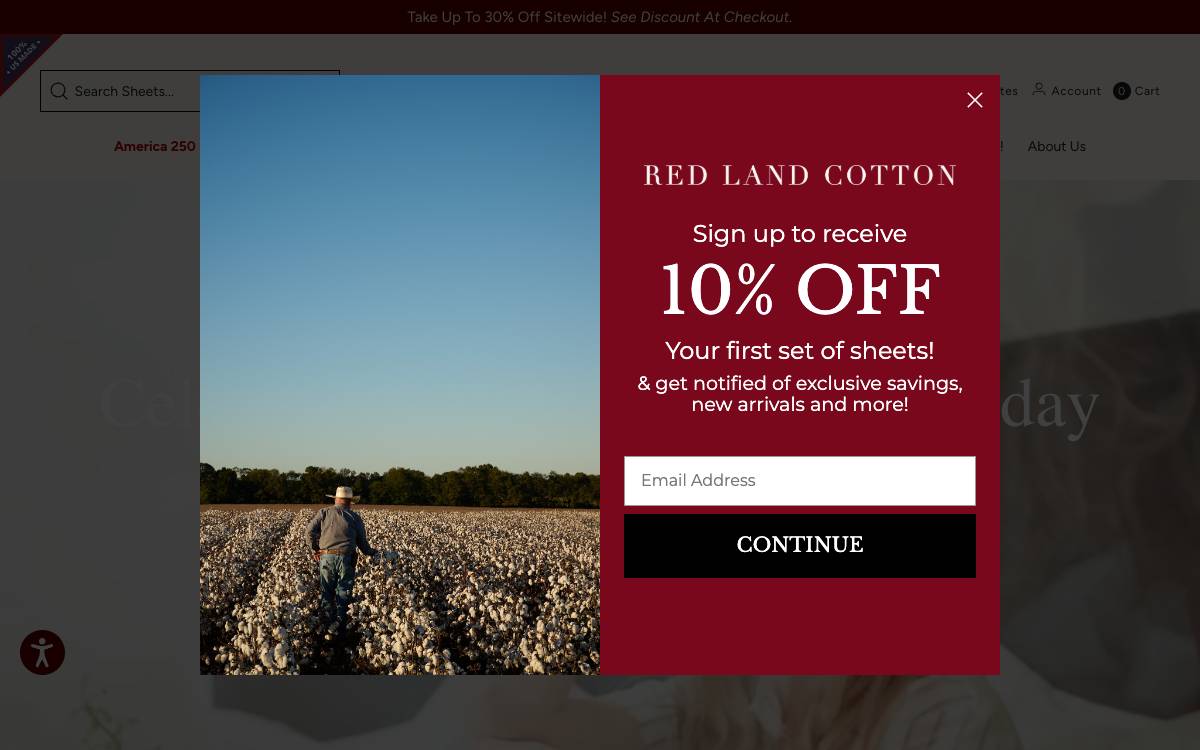 Screenshot of the website reached at redlandcotton.com