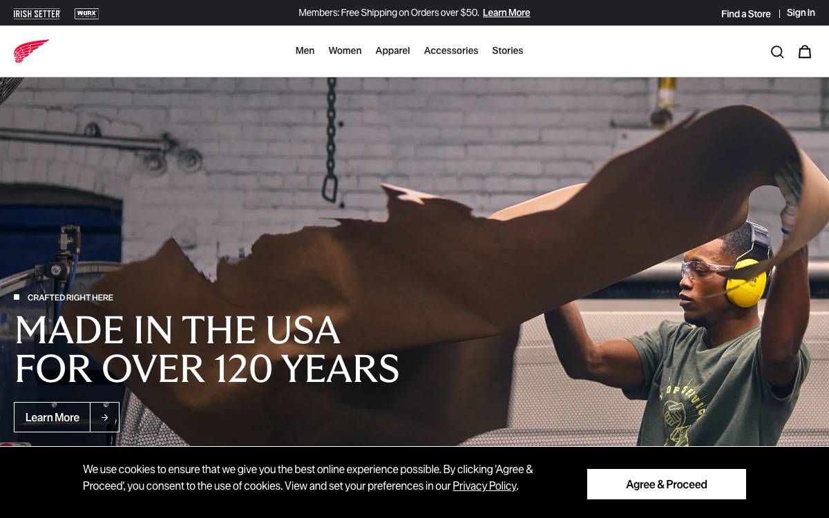 Screenshot of the website reached at redwingheritage.com