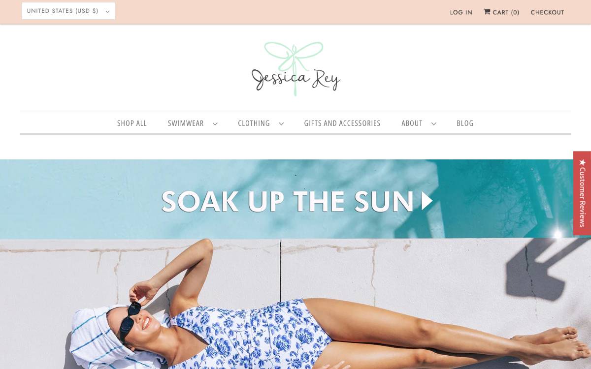 Screenshot of the website reached at reyswimwear.com