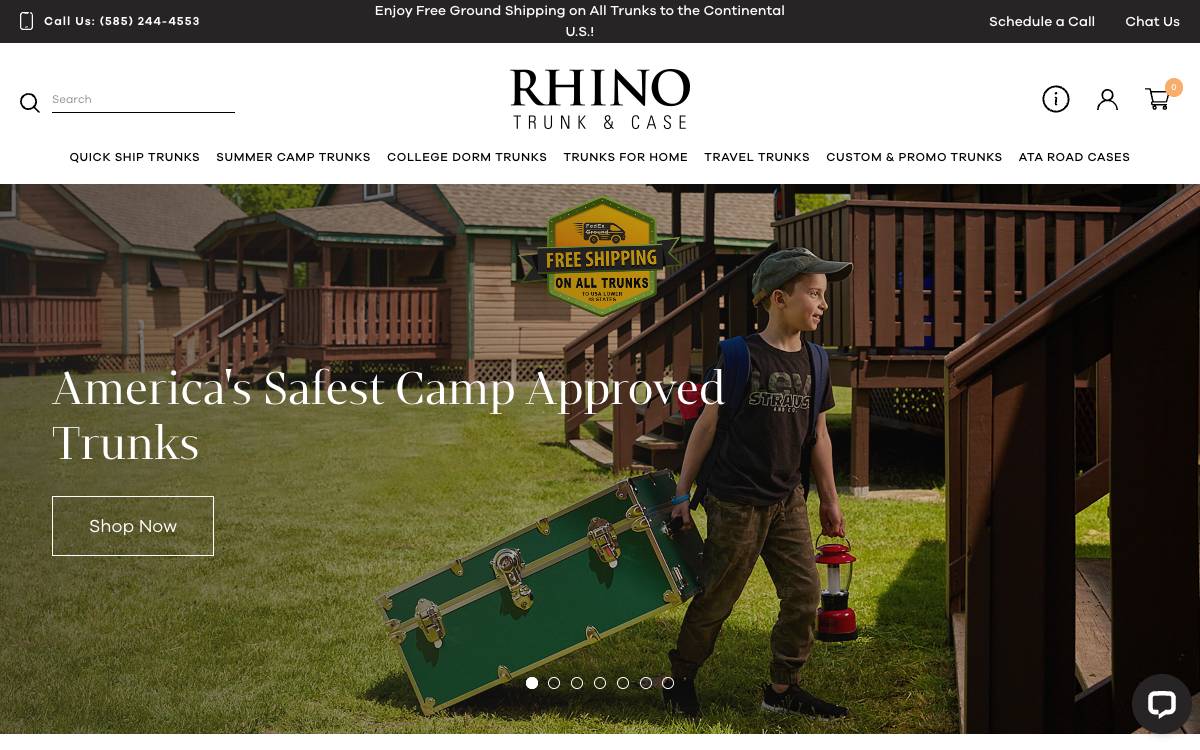 Screenshot of the website reached at rhinotrunkandcase.com