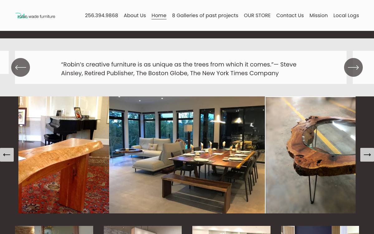 Screenshot of the website reached at robinwadefurniture.com