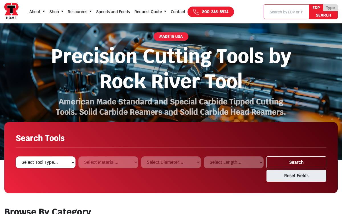Screenshot of the website reached at rockrivertool.com