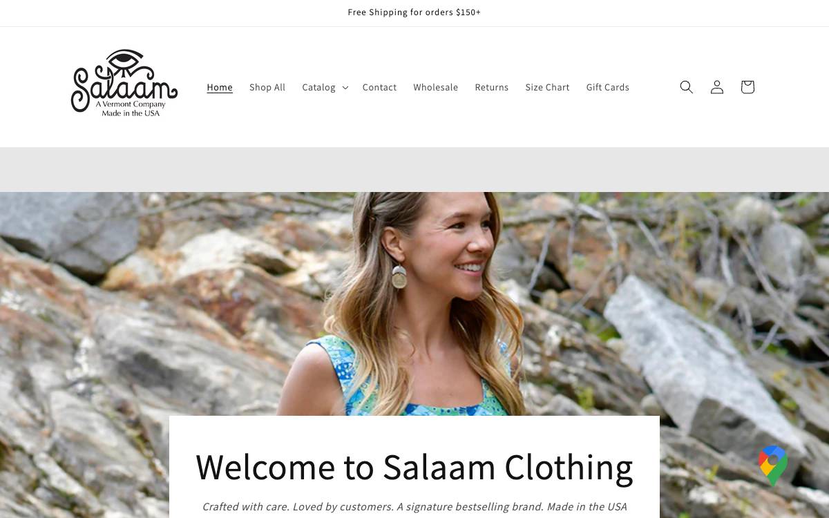Screenshot of the website reached at salaamclothing.com