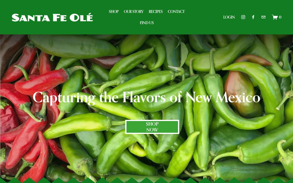 Screenshot of the website reached at santafeole.com
