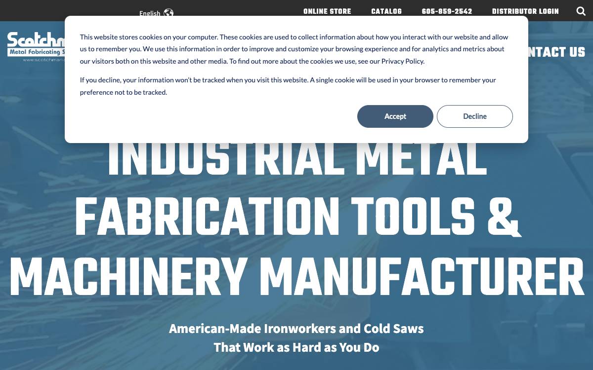 Screenshot of the website reached at scotchman.com