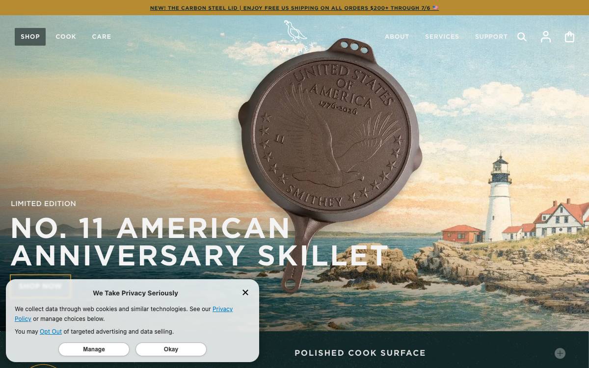 Screenshot of the website reached at smithey.com