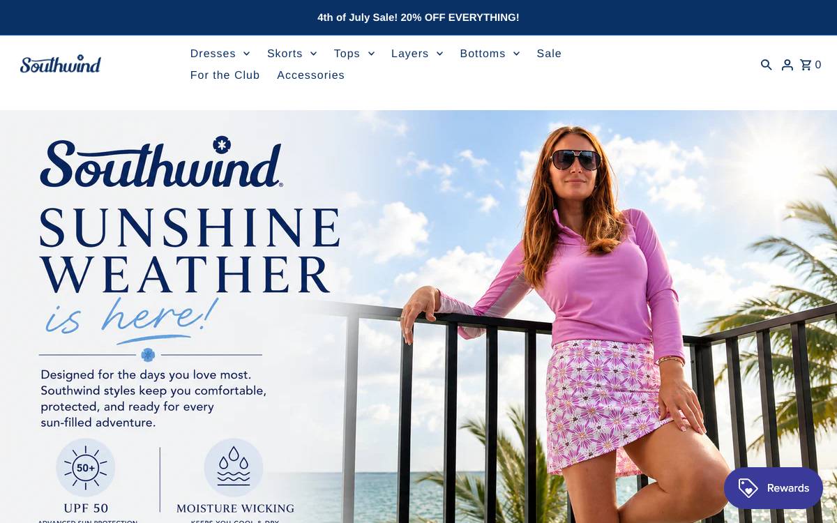 Screenshot of the website reached at southwindapparel.com