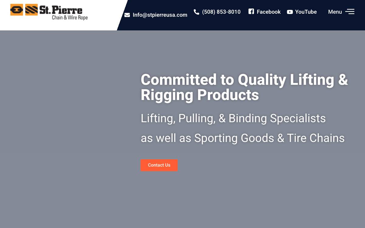 Screenshot of the website reached at stpierreusa.com