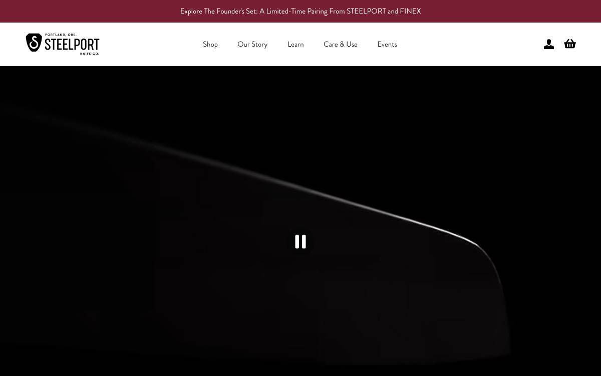 Screenshot of the website reached at steelportknife.com