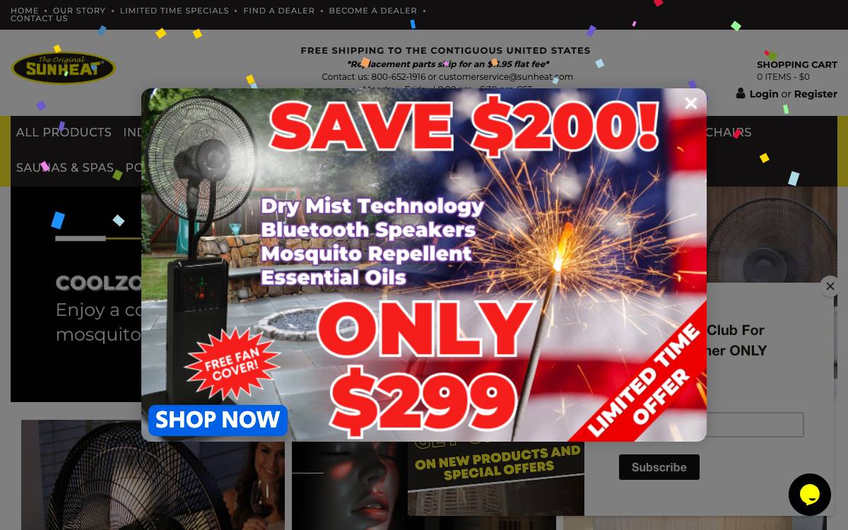 Screenshot of the website reached at sunheat.com