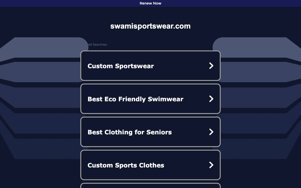 Screenshot of the website reached at swamisportswear.com