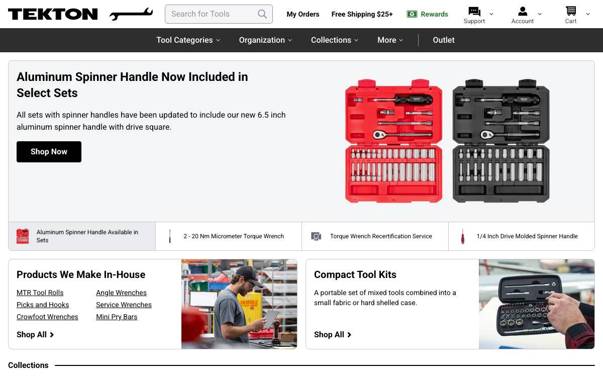 Screenshot of the website reached at tekton.com