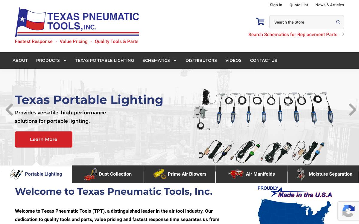 Screenshot of the website reached at airtools.com