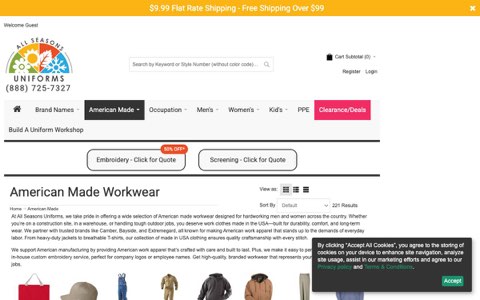 Screenshot of the website reached at allseasonsuniforms.com