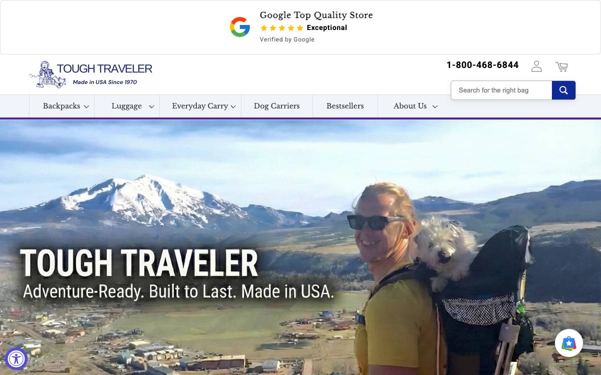 Screenshot of the website reached at toughtraveler.com