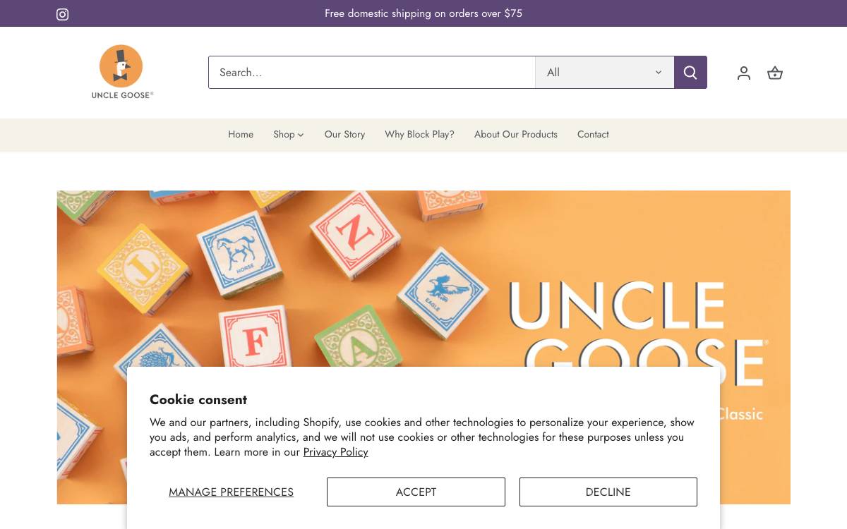 Screenshot of the website reached at unclegoose.com