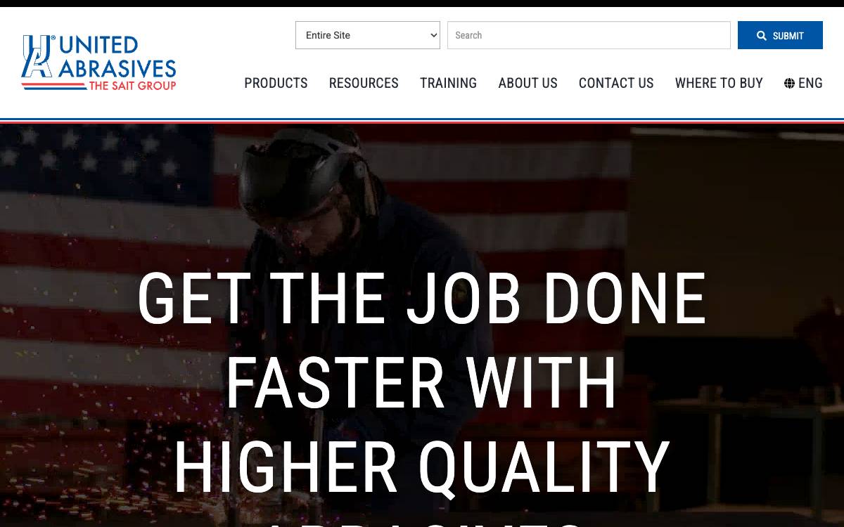 Screenshot of the website reached at unitedabrasives.com