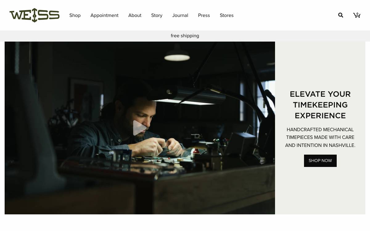 Screenshot of the website reached at weisswatchcompany.com