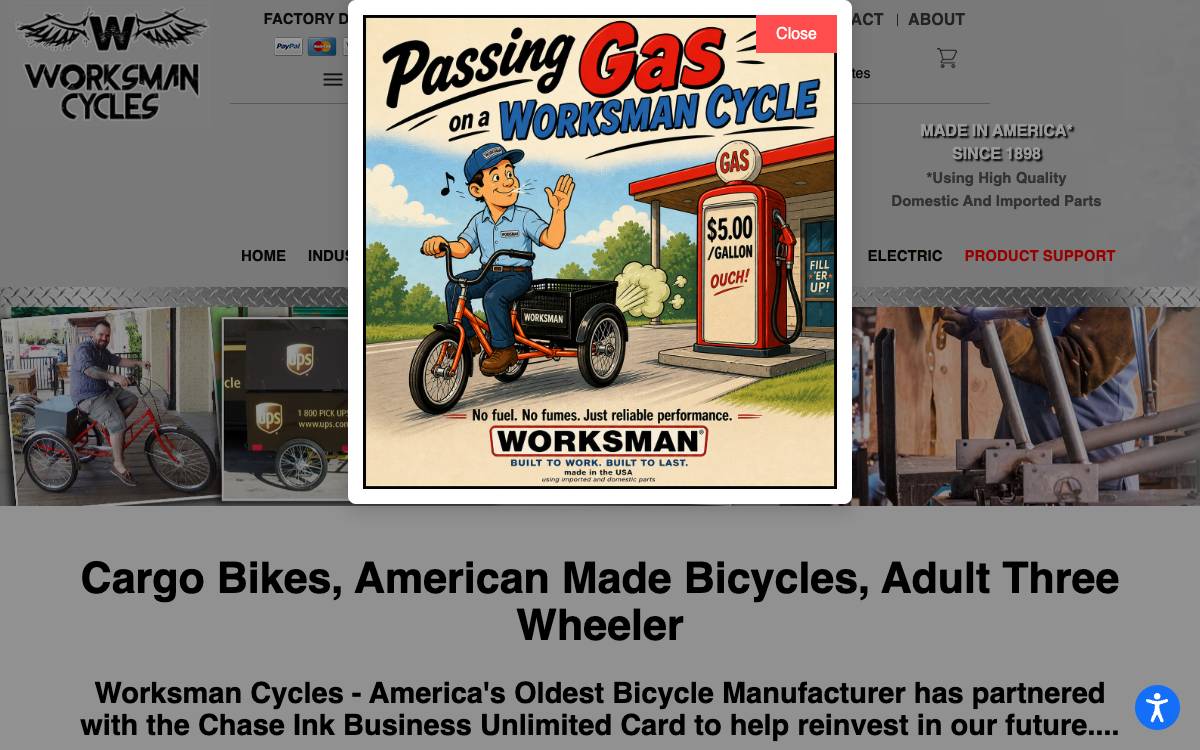 Screenshot of the website reached at worksmancycles.com
