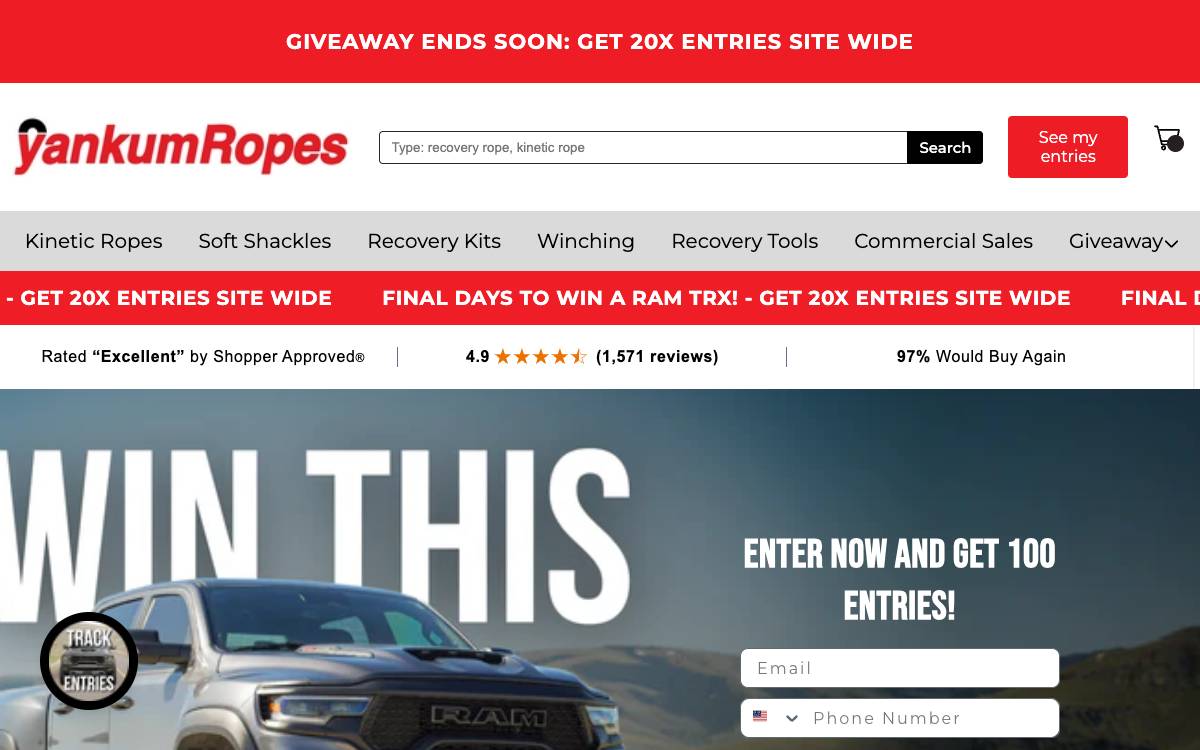 Screenshot of the website reached at yankum.com
